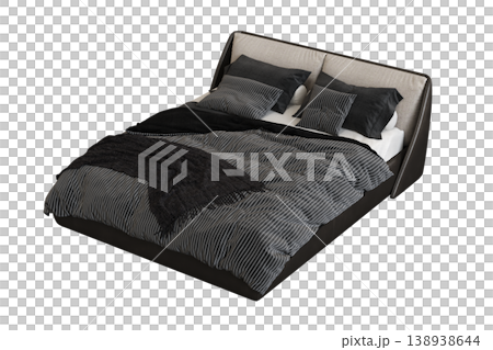 bed isolate on a transparent background, interior furniture, 3D illustration, cg render bed isolate on a transparent background, interior furniture, 3D illustration, cg render 138938644