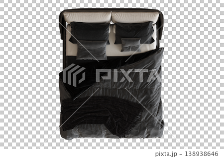 bed isolate on a transparent background, interior furniture, 3D illustration, cg render 138938646