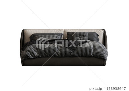 bed isolate on a transparent background, interior furniture, 3D illustration, cg render 138938647
