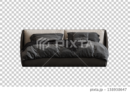 bed isolate on a transparent background, interior furniture, 3D illustration, cg render 138938647