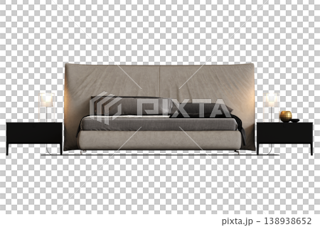 bed isolate on a transparent background, interior furniture, 3D illustration, cg render bed isolate on a transparent background, interior furniture, 3D illustration, cg render 138938652