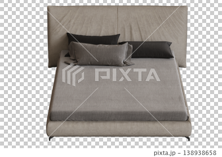 bed isolate on a transparent background, interior furniture, 3D illustration, cg render 138938658
