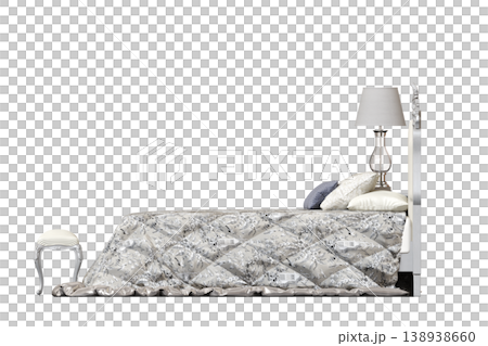 bed isolate on a transparent background, interior furniture, 3D illustration, cg render bed isolate on a transparent background, interior furniture, 3D illustration, cg render 138938660