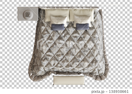bed isolate on a transparent background, interior furniture, 3D illustration, cg render bed isolate on a transparent background, interior furniture, 3D illustration, cg render 138938661