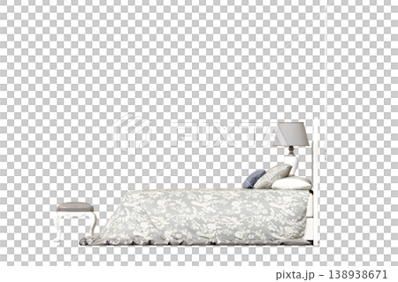 bed isolate on a transparent background, interior furniture, 3D illustration, cg render 138938671