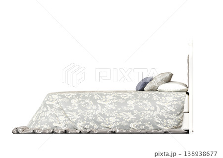bed isolate on a transparent background, interior furniture, 3D illustration, cg render 138938677