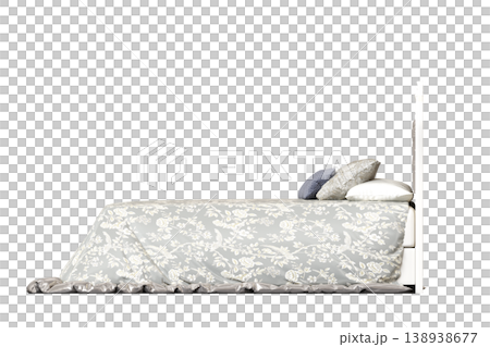 bed isolate on a transparent background, interior furniture, 3D illustration, cg render 138938677