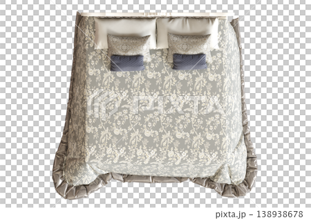 bed isolate on a transparent background, interior furniture, 3D illustration, cg render 138938678