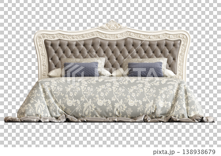 bed isolate on a transparent background, interior furniture, 3D illustration, cg render 138938679