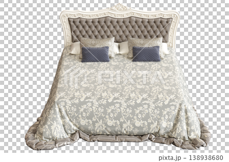 bed isolate on a transparent background, interior furniture, 3D illustration, cg render 138938680