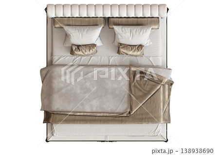 bed isolate on a transparent background, interior furniture, 3D illustration, cg render 138938690