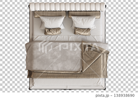bed isolate on a transparent background, interior furniture, 3D illustration, cg render 138938690