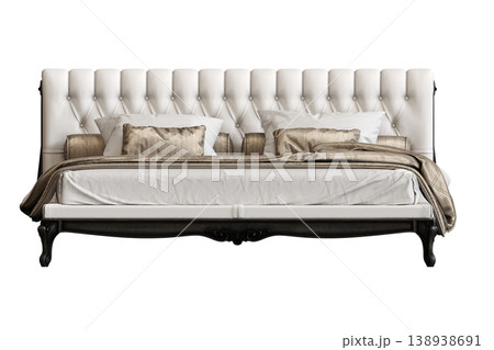 bed isolate on a transparent background, interior furniture, 3D illustration, cg render 138938691