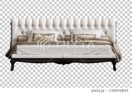 bed isolate on a transparent background, interior furniture, 3D illustration, cg render bed isolate on a transparent background, interior furniture, 3D illustration, cg render 138938691