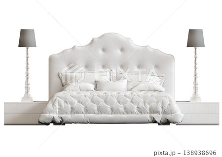 bed isolate on a transparent background, interior furniture, 3D illustration, cg render bed isolate on a transparent background, interior furniture, 3D illustration, cg render 138938696