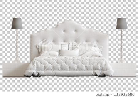 bed isolate on a transparent background, interior furniture, 3D illustration, cg render bed isolate on a transparent background, interior furniture, 3D illustration, cg render 138938696