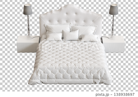bed isolate on a transparent background, interior furniture, 3D illustration, cg render bed isolate on a transparent background, interior furniture, 3D illustration, cg render 138938697