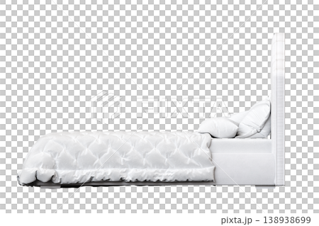 bed isolate on a transparent background, interior furniture, 3D illustration, cg render bed isolate on a transparent background, interior furniture, 3D illustration, cg render 138938699