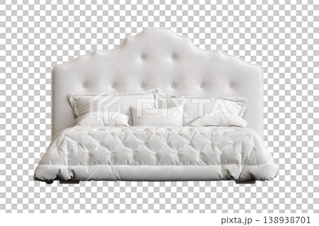 bed isolate on a transparent background, interior furniture, 3D illustration, cg render bed isolate on a transparent background, interior furniture, 3D illustration, cg render 138938701