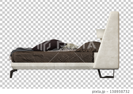 bed isolate on a transparent background, interior furniture, 3D illustration, cg render 138938732