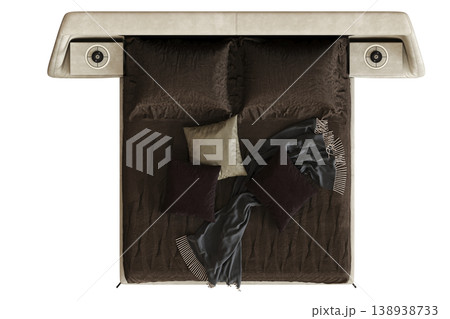 bed isolate on a transparent background, interior furniture, 3D illustration, cg render bed isolate on a transparent background, interior furniture, 3D illustration, cg render 138938733