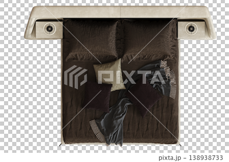 bed isolate on a transparent background, interior furniture, 3D illustration, cg render bed isolate on a transparent background, interior furniture, 3D illustration, cg render 138938733