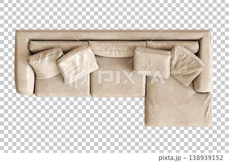 comfortable soft sofa isolated on transparent background, interior furniture, 3D illustration, cg render 138939152
