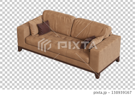 comfortable soft sofa isolated on transparent background, interior furniture, 3D illustration, cg render 138939167