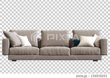 comfortable soft sofa isolated on transparent background, interior furniture, 3D illustration, cg render 138939201