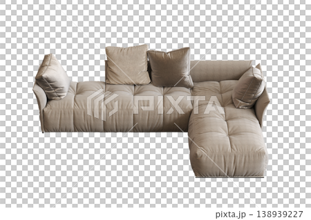 comfortable soft sofa isolated on transparent background, interior furniture, 3D illustration, cg render 138939227