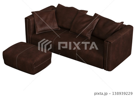 comfortable soft sofa isolated on transparent background, interior furniture, 3D illustration, cg render 138939229