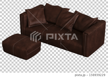 comfortable soft sofa isolated on transparent background, interior furniture, 3D illustration, cg render 138939229