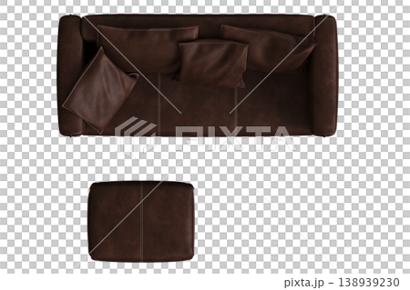 comfortable soft sofa isolated on transparent background, interior furniture, 3D illustration, cg render 138939230