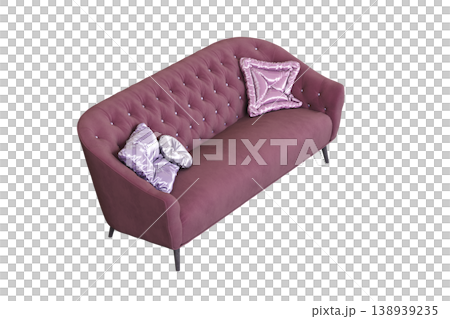 comfortable soft sofa isolated on transparent background, interior furniture, 3D illustration, cg render 138939235