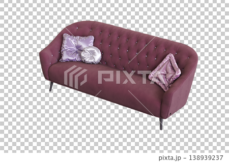 comfortable soft sofa isolated on transparent background, interior furniture, 3D illustration, cg render 138939237