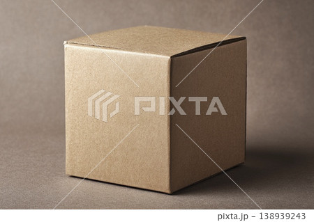 Cardboard box with natural texture illuminated by soft studio lighting Generative AI 138939243
