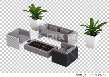 comfortable soft sofa isolated on transparent background, interior furniture, 3D illustration, cg render 138939244