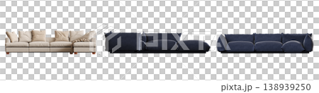 comfortable soft sofa isolated on transparent background, interior furniture, 3D illustration, cg render 138939250