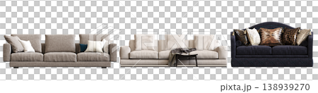 comfortable soft sofa isolated on transparent background, interior furniture, 3D illustration, cg render comfortable soft sofa isolated on transparent background, interior furniture, 3D illustration, cg render 138939270