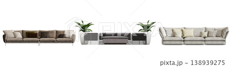 comfortable soft sofa isolated on transparent background, interior furniture, 3D illustration, cg render comfortable soft sofa isolated on transparent background, interior furniture, 3D illustration, cg render 138939275