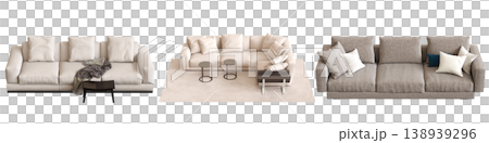 comfortable soft sofa isolated on transparent background, interior furniture, 3D illustration, cg render 138939296