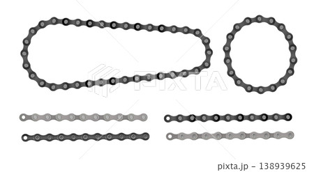 Bicycle chain design vector illustration Cartoon silhouette for bike chain on bicycle. Cycling line pattern. Motorcycle chain symbol. Chain machine sign. 138939625
