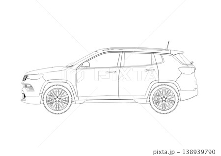 car outline drawing, sketch, contour image 138939790