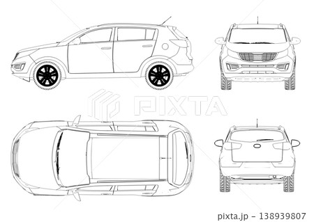 car outline drawing, sketch, contour image car outline drawing, sketch, contour image 138939807