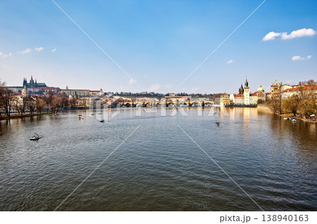Scenic view of the Prague Old Town pier architecture. Seen from Charles Bridge over Vltava river in Prague, Czechia. Scenic view of the Prague Old Town pier architecture. Seen from Charles Bridge over Vltava river in Prague, Czechia. 138940163