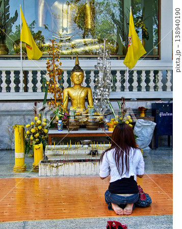 Golden Mountain or Wat Saket Ratcha Wora Maha Wihan in Bangkok, one of the tourist attraction and Landmarks of Thailand 138940190