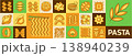 Italian pasta mosaic seamless pattern, banner with colorful food ornament, spaghetti, penne, fusilli, ravioli design 138940239