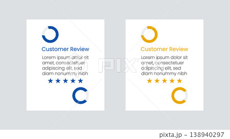 Customer review cards with star ratings and testimonials social proof customer 138940297