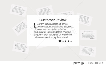 Customer review document with star ratings on gray background, star rating 138940314