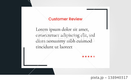 Modern customer review card with star ratings and clean design, star rating 138940317